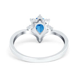 Teardrop V Chevron Engagement Ring Simulated Cubic Zirconia 925 Sterling Silver