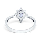 Teardrop V Chevron Engagement Ring Simulated Cubic Zirconia 925 Sterling Silver