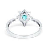 Teardrop V Chevron Engagement Ring Simulated Cubic Zirconia 925 Sterling Silver