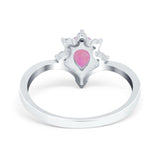 Teardrop V Chevron Engagement Ring Simulated Cubic Zirconia 925 Sterling Silver