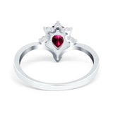 Teardrop V Chevron Engagement Ring Simulated Cubic Zirconia 925 Sterling Silver