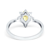 Teardrop V Chevron Engagement Ring Simulated Cubic Zirconia 925 Sterling Silver