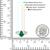 Solitaire Teardrop Simulated Cubic Zirconia Wedding Ring 925 Sterling Silver Center Stone-(8mmx6mm)
