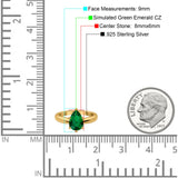 Solitaire Teardrop Simulated Cubic Zirconia Wedding Ring 925 Sterling Silver Center Stone-(8mmx6mm)