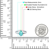 Solitaire Teardrop Simulated Cubic Zirconia Wedding Ring 925 Sterling Silver Center Stone-(8mmx6mm)