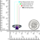 Round Simulated Cubic Zirconia Cathedral Wedding Ring 925 Sterling Silver Center Stone-(6mm)