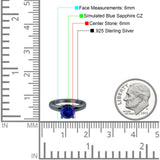 Round Simulated Cubic Zirconia Cathedral Wedding Ring 925 Sterling Silver Center Stone-(6mm)
