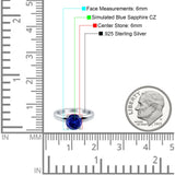 Round Simulated Cubic Zirconia Cathedral Wedding Ring 925 Sterling Silver Center Stone-(6mm)
