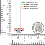 Round Simulated Cubic Zirconia Cathedral Wedding Ring 925 Sterling Silver Center Stone-(6mm)