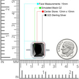 Halo Emerald Cut Engagement Ring Simulated Cubic Zirconia 925 Sterling Silver