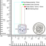 Halo Emerald Cut Engagement Ring Simulated Cubic Zirconia 925 Sterling Silver