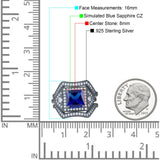 Princess Cut Vintage Art Deco Three Piece Bridal Set Wedding Ring Band Round Simulated Cubic Zirconia 925 Sterling Silver
