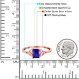 Emerald Cut Engagement Ring Simulated CZ 925 Sterling Silver