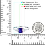 Emerald Cut Engagement Ring Simulated CZ 925 Sterling Silver