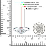 Emerald Cut Engagement Ring Simulated CZ 925 Sterling Silver