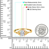 Emerald Cut Engagement Ring Simulated CZ 925 Sterling Silver