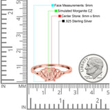 Engagement Ring Emerald Cut Simulated Cubic Zirconia Solid 925 Sterling Silver