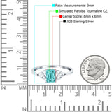 Engagement Ring Emerald Cut Simulated Cubic Zirconia Solid 925 Sterling Silver