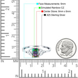 Engagement Ring Emerald Cut Simulated Cubic Zirconia Solid 925 Sterling Silver