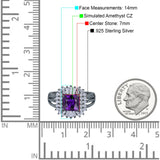 Cushion Cut Art Deco Wedding Ring Simulated Cubic Zirconia 925 Sterling Silver