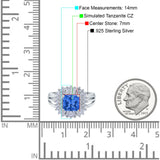 Cushion Cut Art Deco Wedding Ring Simulated Cubic Zirconia 925 Sterling Silver