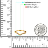 Marquise Curved Half Eternity Stackable Band Ring Simulated CZ 925 Sterling Silver
