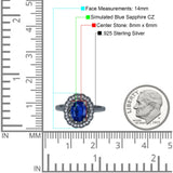 Art Deco Wedding Ring Oval Cut Solid Simulated Cubic Zirconia 925 Sterling Silver