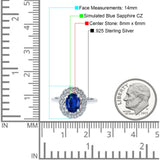 Art Deco Wedding Ring Oval Cut Solid Simulated Cubic Zirconia 925 Sterling Silver