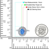Art Deco Wedding Ring Oval Cut Solid Simulated Cubic Zirconia 925 Sterling Silver