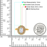 Art Deco Wedding Ring Oval Cut Solid Simulated Cubic Zirconia 925 Sterling Silver