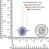 Art Deco Wedding Ring Oval Cut Solid Simulated Cubic Zirconia 925 Sterling Silver