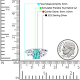 Emerald Cut Art Deco Engagement Wedding Bridal Ring Round Simulated Cubic Zirconia 925 Sterling Silver
