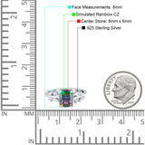Emerald Cut Art Deco Engagement Wedding Bridal Ring Round Simulated Cubic Zirconia 925 Sterling Silver