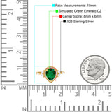 Teardrop Pear Art Deco Engagement Wedding Bridal Halo Ring Round Simulated Cubic Zirconia 925 Sterling Silver