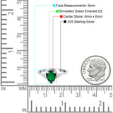 Teardrop Pear Art Deco Engagement Wedding Bridal Ring Round Simulated Cubic Zirconia Accent 925 Sterling Silver