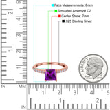 Cushion Cut Art Deco Vintage Engagement Wedding Bridal Ring Round Simulated Cubic Zirconia Accent 925 Sterling Silver