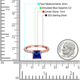 Cushion Cut Art Deco Vintage Engagement Wedding Bridal Ring Round Simulated Cubic Zirconia Accent 925 Sterling Silver