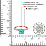 Cushion Cut Art Deco Vintage Engagement Wedding Bridal Ring Round Simulated Cubic Zirconia Accent 925 Sterling Silver