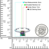 Cushion Cut Art Deco Vintage Engagement Wedding Bridal Ring Round Simulated Cubic Zirconia Accent 925 Sterling Silver