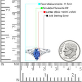 Marquise Art Deco Wedding Bridal Ring Simulated Cubic Zirconia 925 Sterling Silver