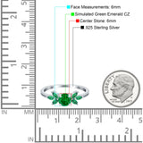 Marquise Wedding Ring Green Emerald Simulated Cubic Zirconia 925 Sterling Silver