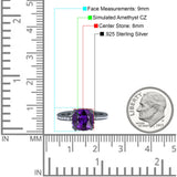 Half Eternity Art Deco Cushion Cut Wedding Engagement Bridal Ring Round Simulated Cubic Zirconia 925 Sterling Silver