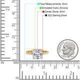 Half Eternity Art Deco Cushion Cut Wedding Engagement Bridal Ring Round Simulated Cubic Zirconia 925 Sterling Silver