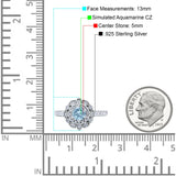 Halo Vintage Style Art Deco Solitaire Accent Wedding Engagement Ring Round Simulated Cubic Zirconia 925 Sterling Silver