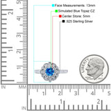 Halo Vintage Style Art Deco Solitaire Accent Wedding Engagement Ring Round Simulated Cubic Zirconia 925 Sterling Silver
