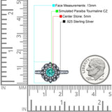 Halo Vintage Style Art Deco Solitaire Accent Wedding Engagement Ring Round Simulated Cubic Zirconia 925 Sterling Silver