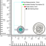 Halo Vintage Style Art Deco Solitaire Accent Wedding Engagement Ring Round Simulated Cubic Zirconia 925 Sterling Silver