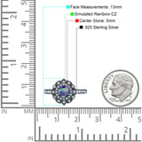 Halo Vintage Style Art Deco Solitaire Accent Wedding Engagement Ring Round Simulated Cubic Zirconia 925 Sterling Silver