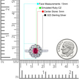 Halo Vintage Style Art Deco Solitaire Accent Wedding Engagement Ring Round Simulated Cubic Zirconia 925 Sterling Silver