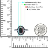 Halo Vintage Style Art Deco Solitaire Accent Oval Wedding Engagement Ring Simulated Cubic Zirconia 925 Sterling Silver